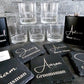The Gentleman’s Trio – Personalized Whiskey Glass, Hip Flask & Slate Coaster
