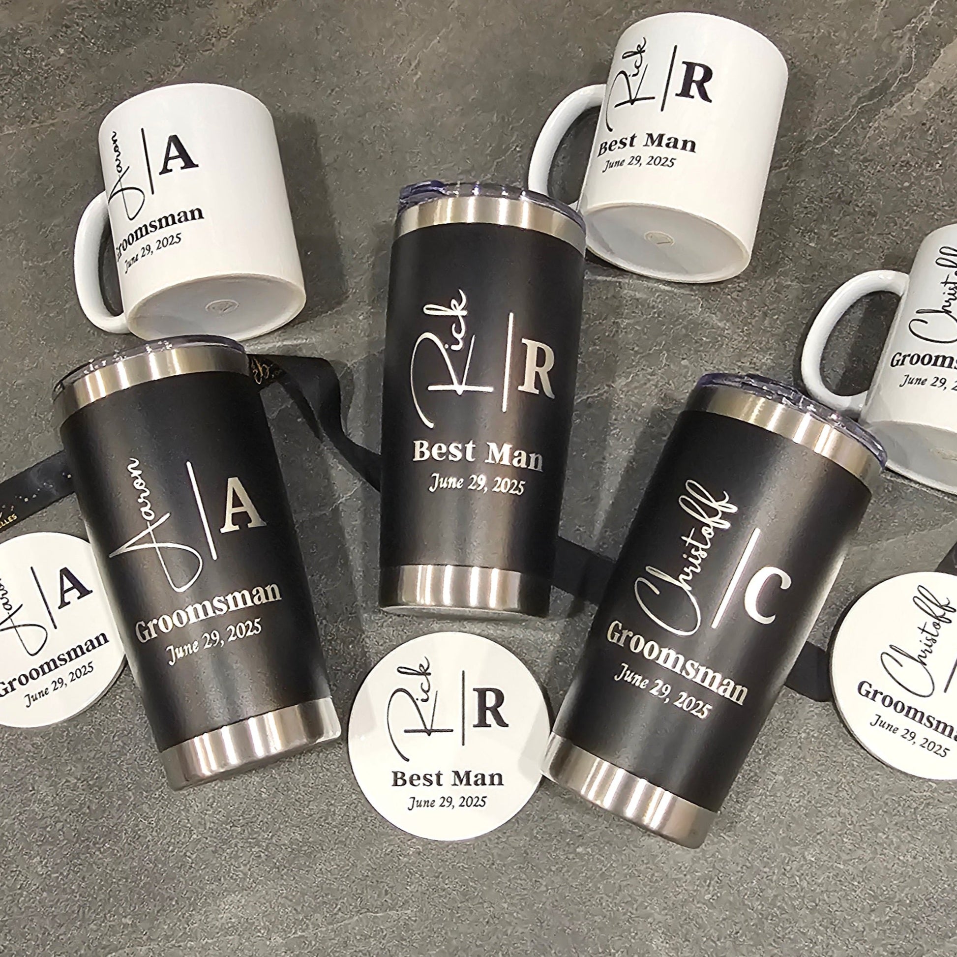 Personalized Tumbler with Names and roles. Vacuum Insulated Travel Tumbler with Lid & Straw 20 Oz Customized Birthday Graduation Gift for Dad Mom Sister Friend Groomsmen Bridesmaid Teacher