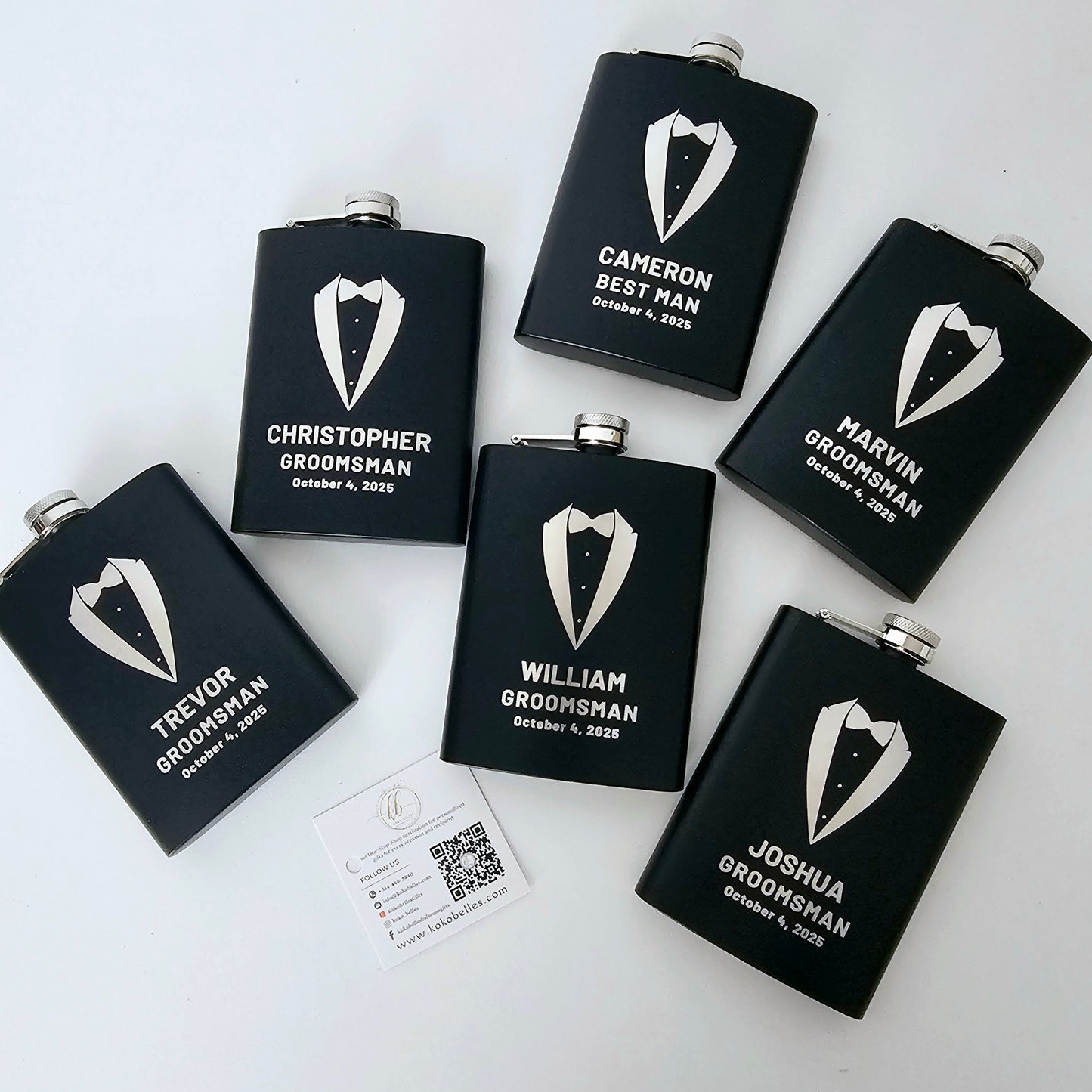 The Gentleman’s Trio – Personalized Whiskey Glass, Hip Flask & Slate Coaster
