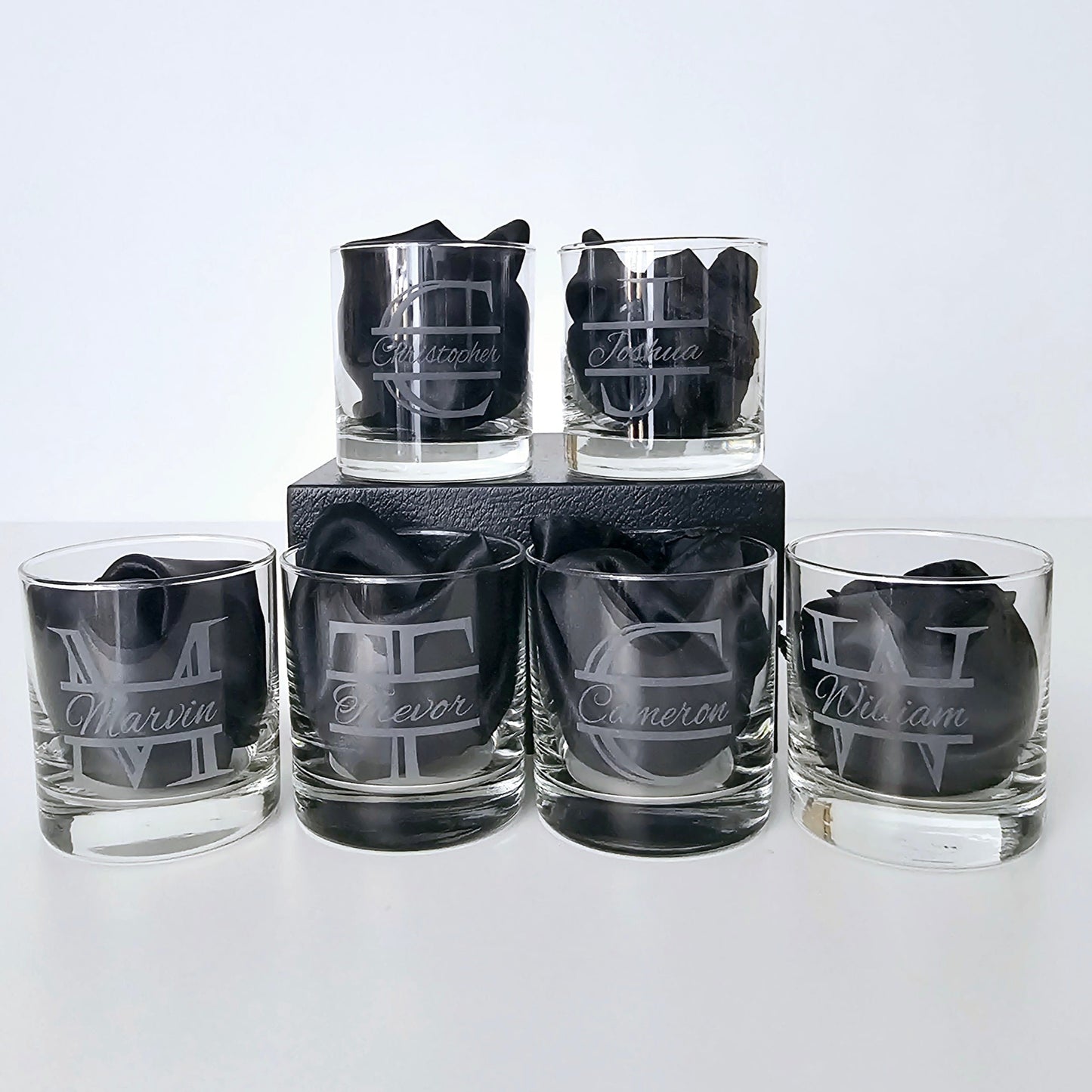 The Gentleman’s Trio – Personalized Whiskey Glass, Hip Flask & Slate Coaster