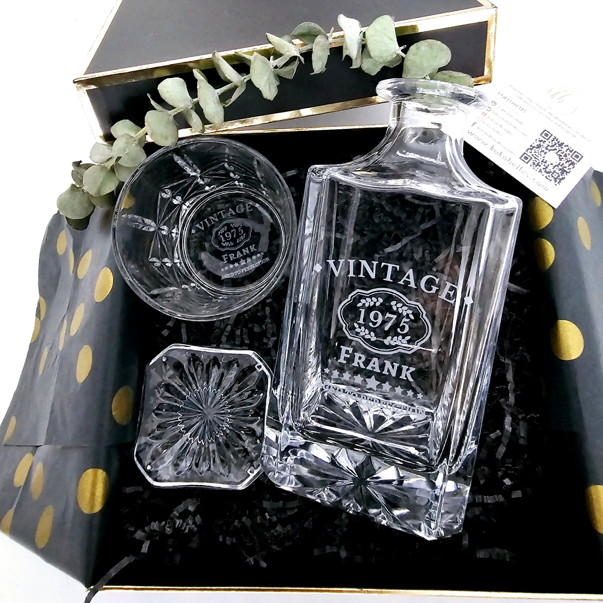 Make his milestone birthday unforgettable with our Personalized Laser-Engraved Whiskey Decanter Gift Set.