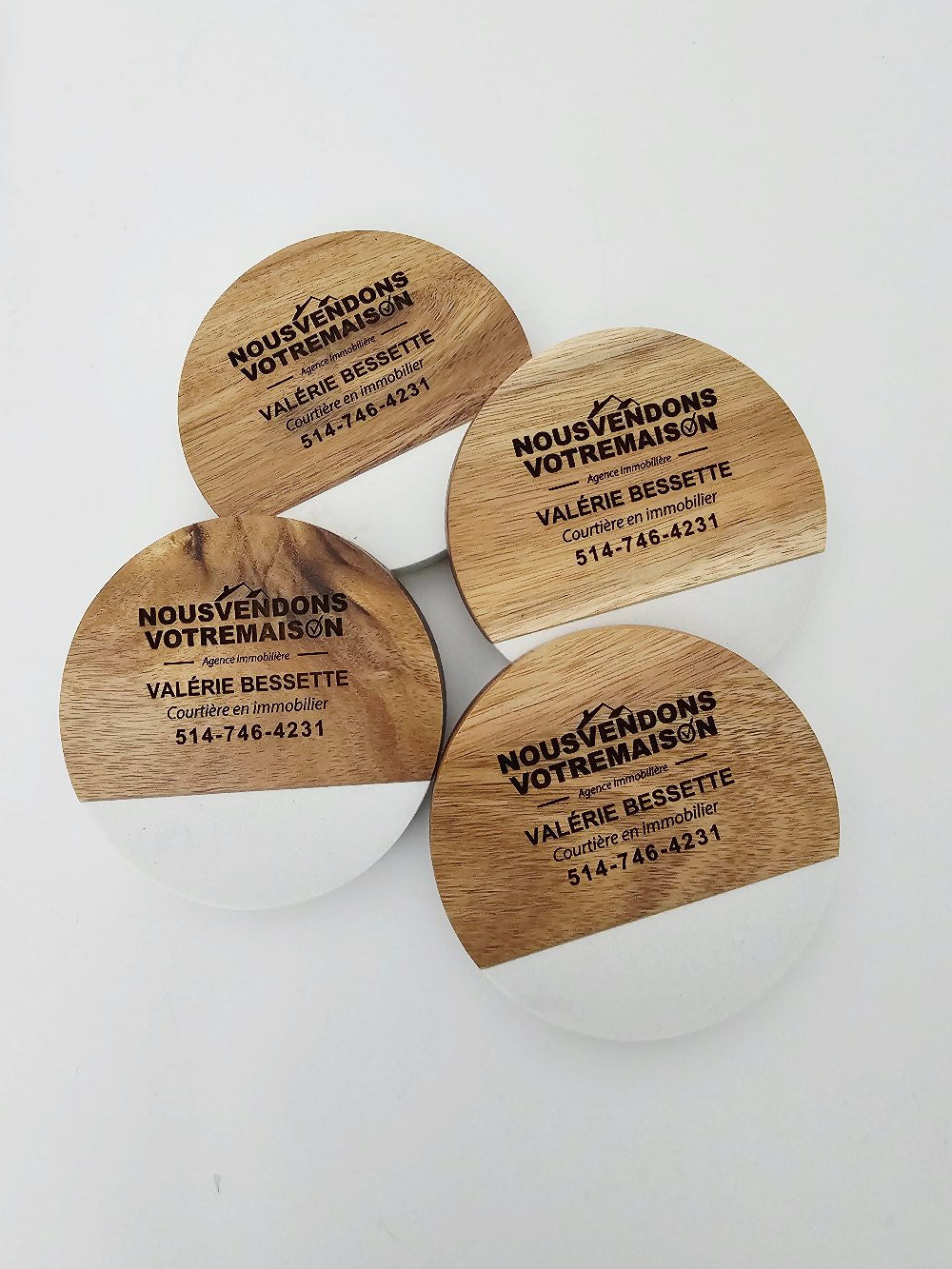 Marble Wood Coasters Set of 4