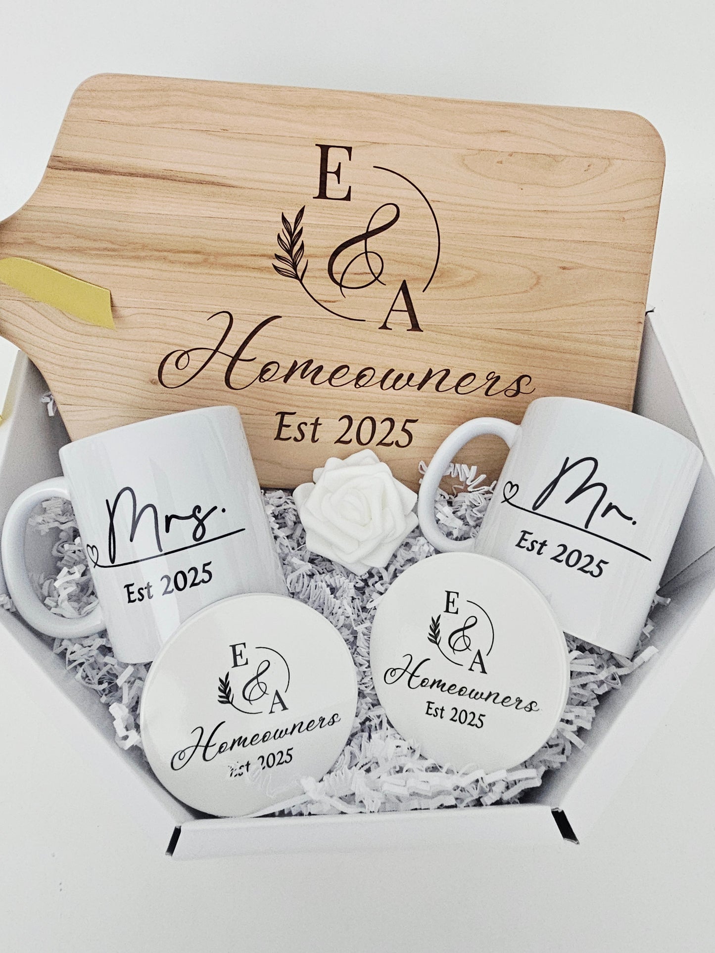 Personalized Cutting Board, Mug & Coaster Set