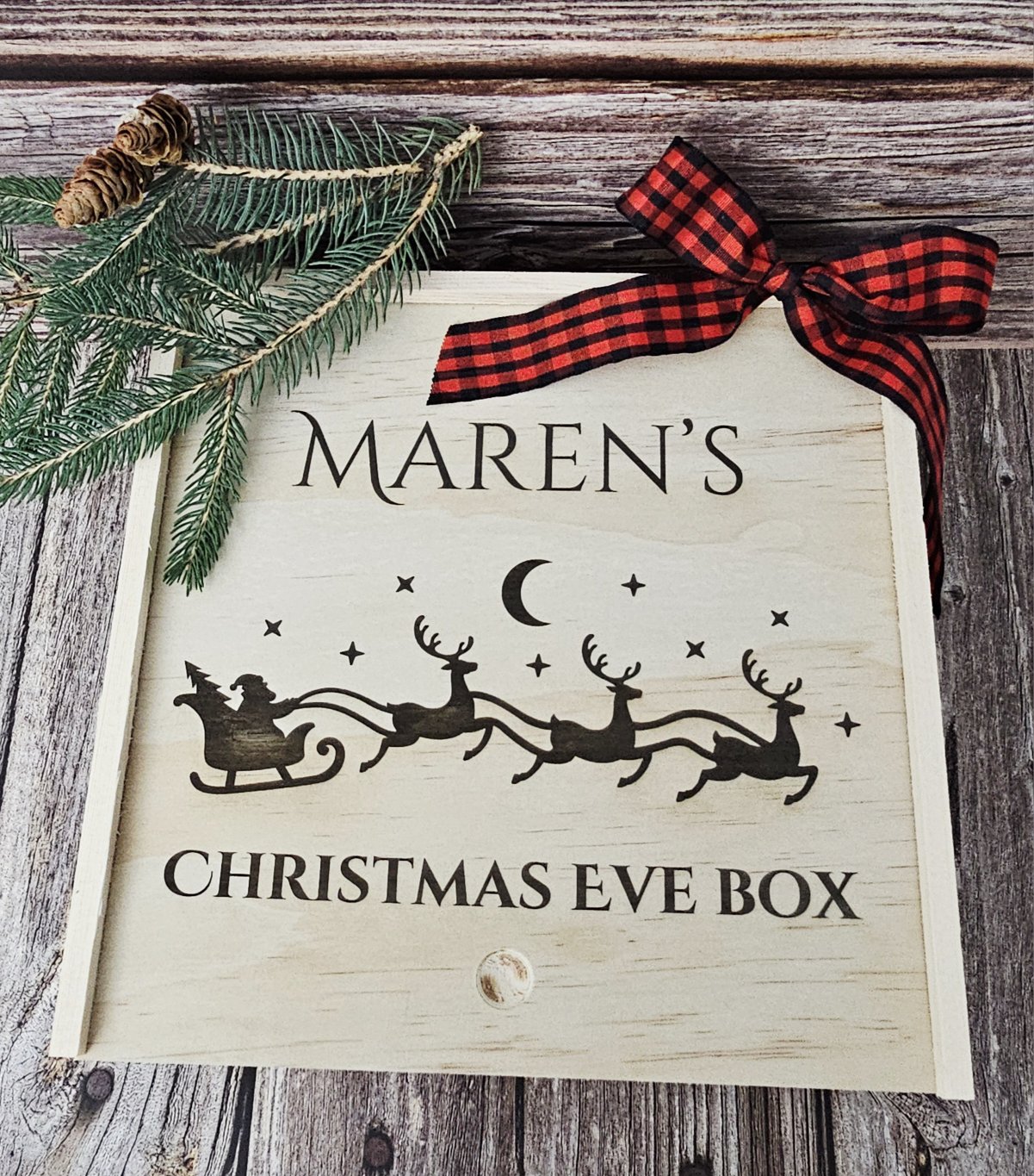 Personalized Christmas Eve Wood Box_ Laser Engraved