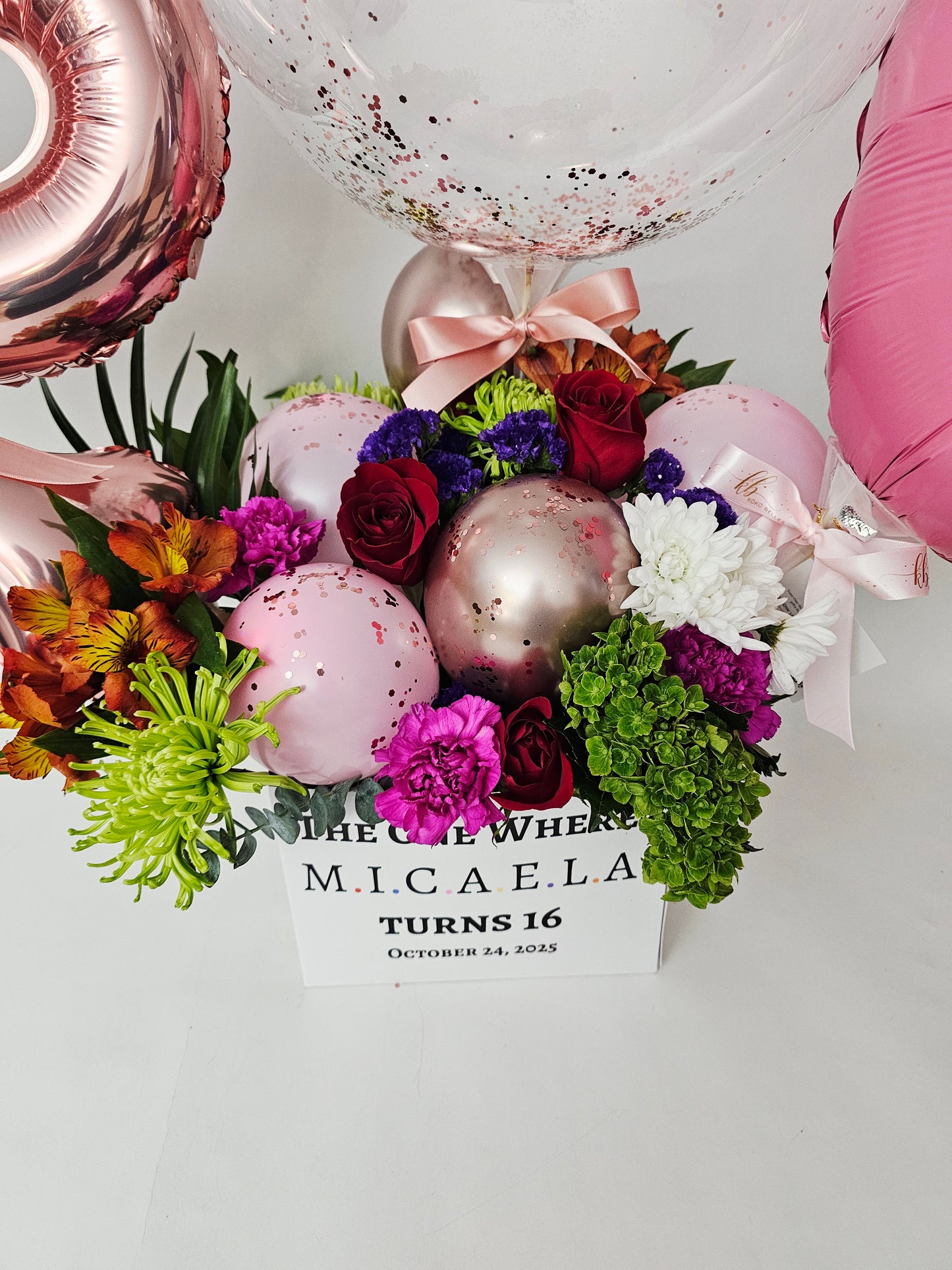 Personalized Flower & Balloon Arrangement Box