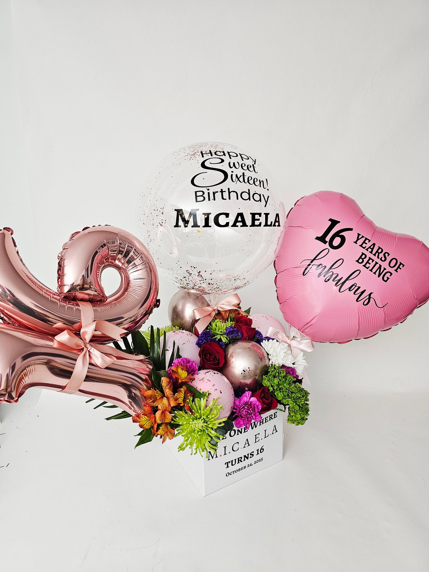 Personalized Flower & Balloon Arrangement Box