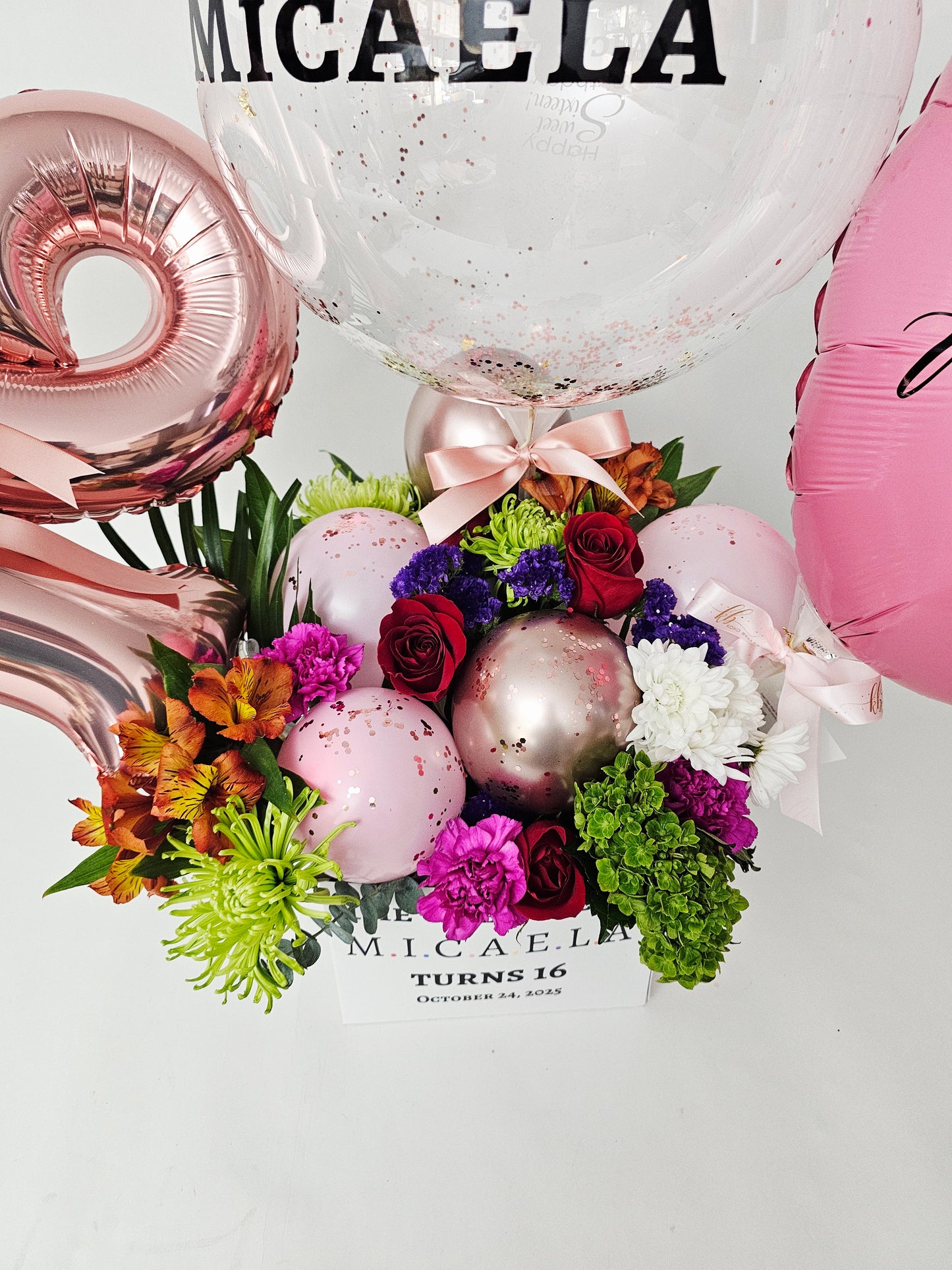 Personalized Flower & Balloon Arrangement Box