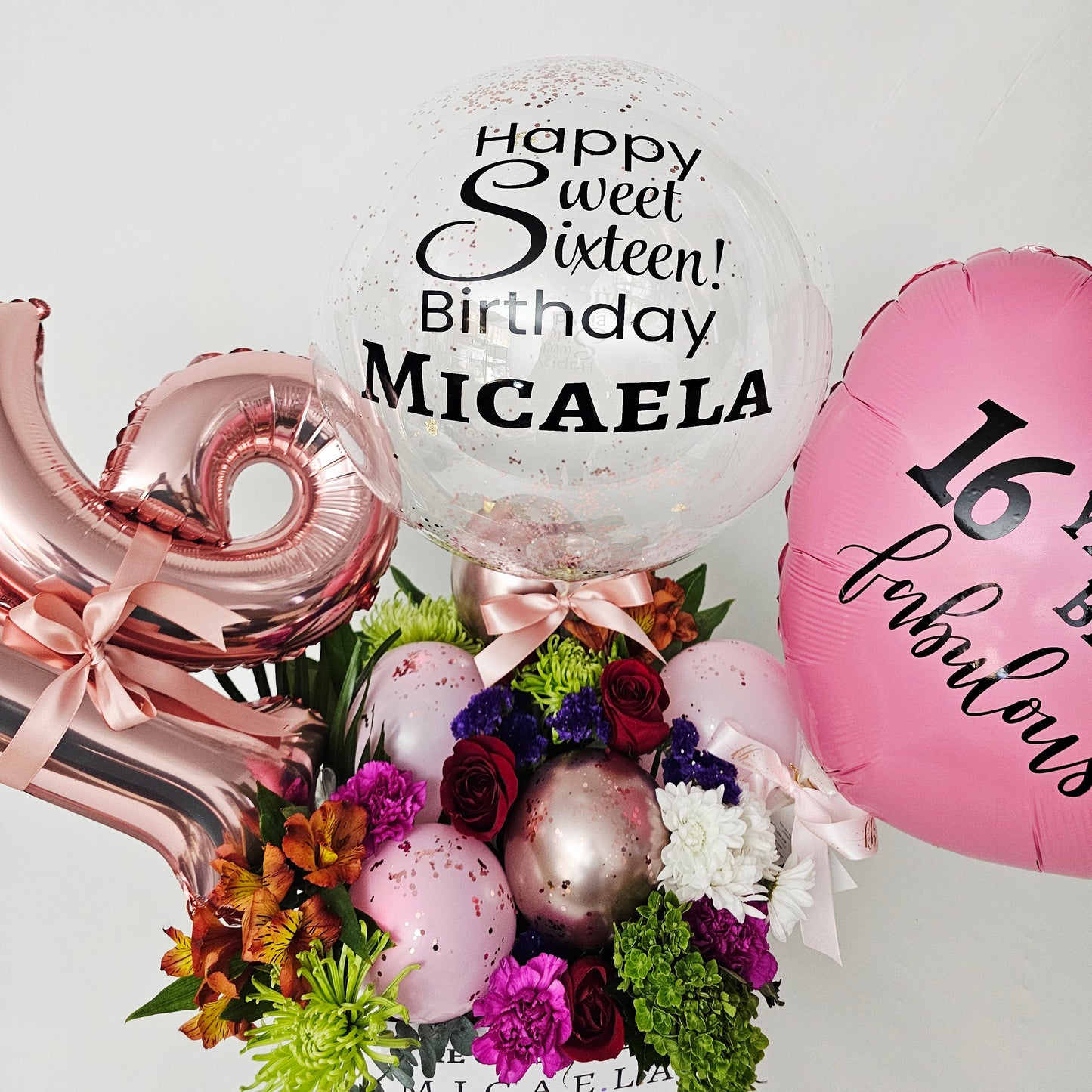 Personalized Flower & Balloon Arrangement Box