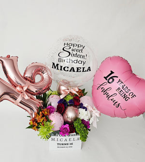 Personalized Flower & Balloon Arrangement Box