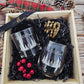Wine and Whiskey Glass Gift Set with Engraved Wooden Box