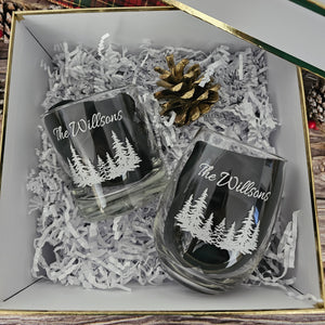 Christmas whiskey and wine glass set _ uv printed