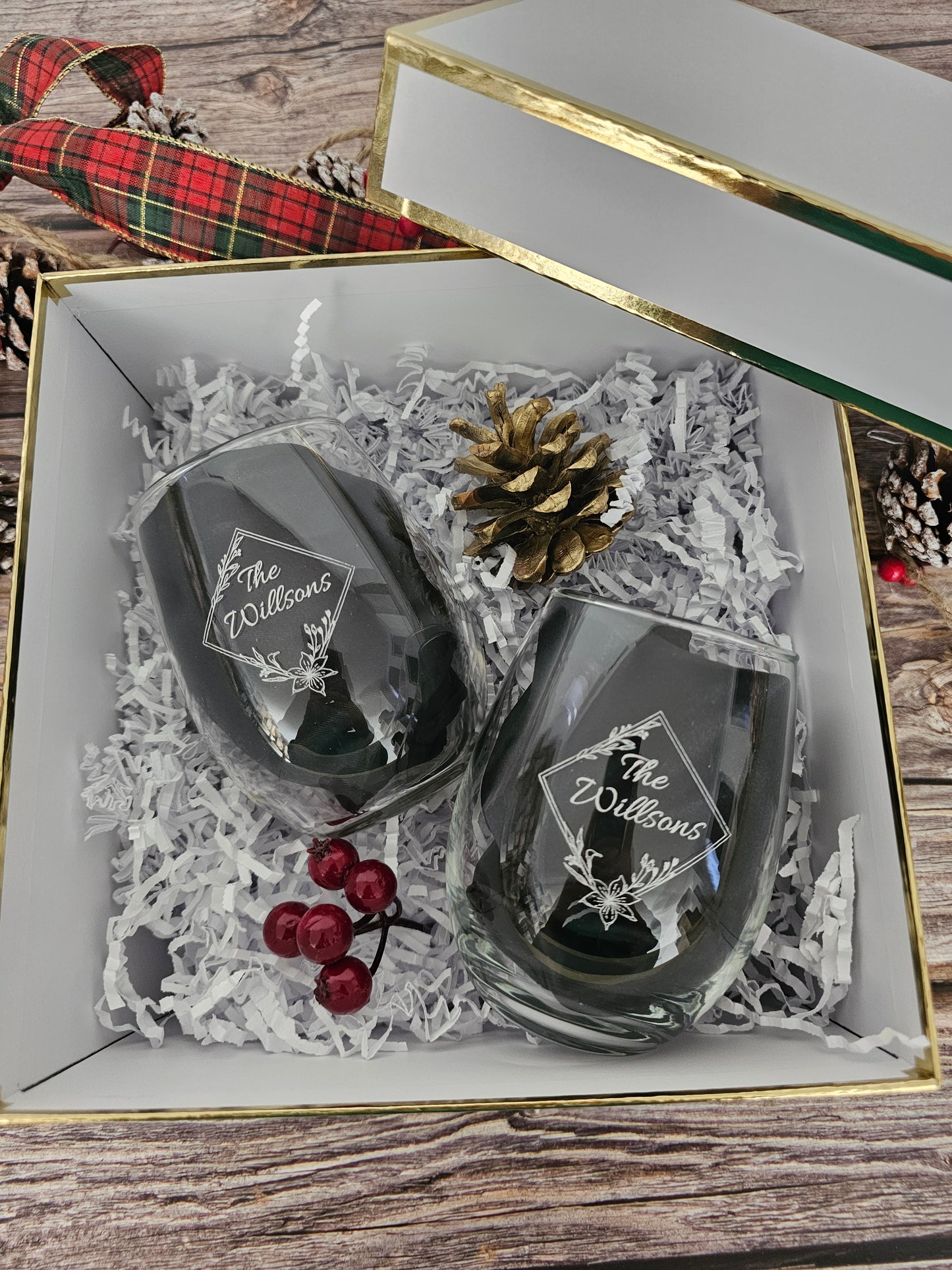 Christmas whiskey and wine glass set _ uv printed