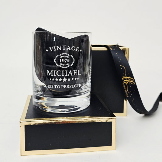 Vintage ''Aged To Perfection'' Whiskey Glass