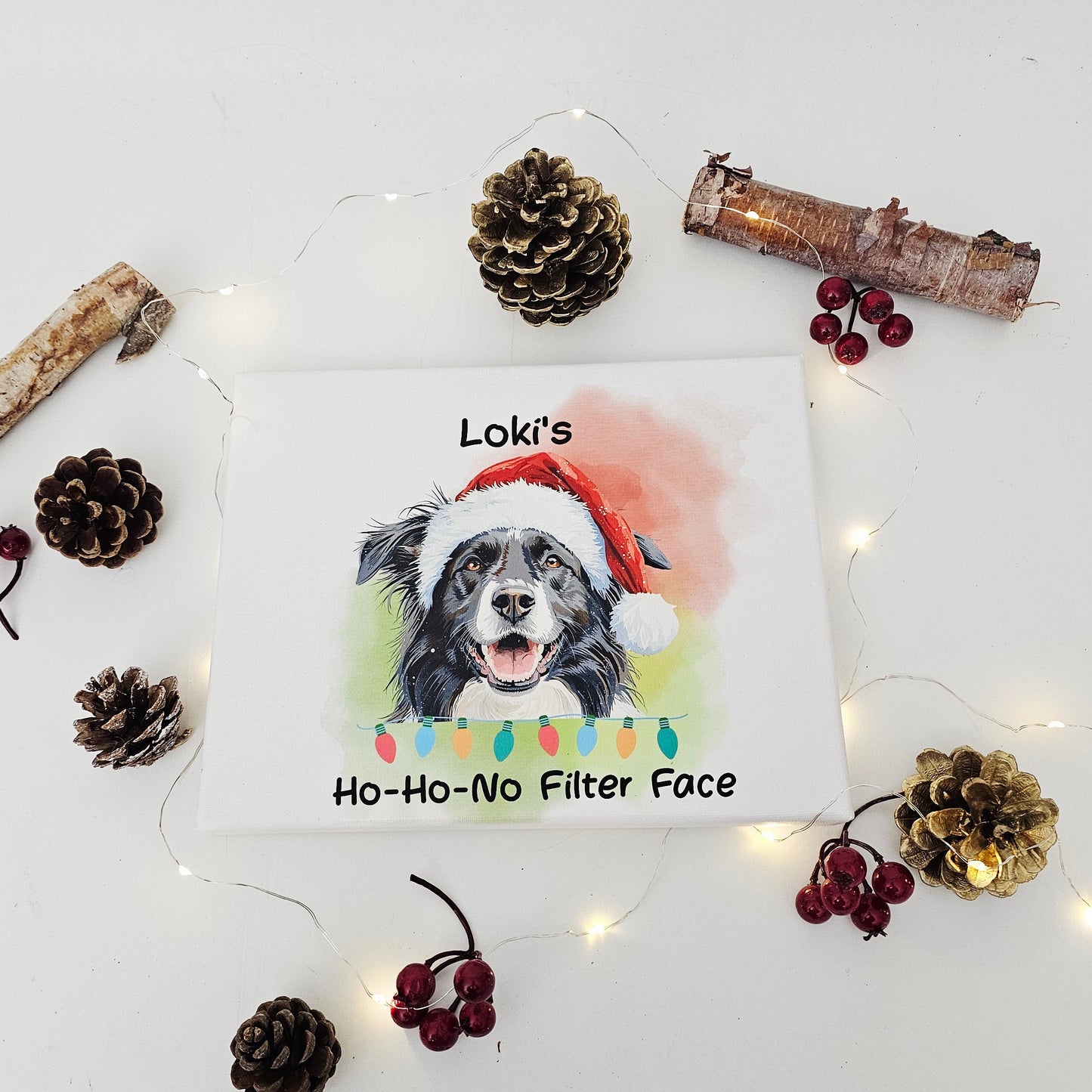 Festive Holiday Custom Pet Portrait - Personalized Dog Lover Gift