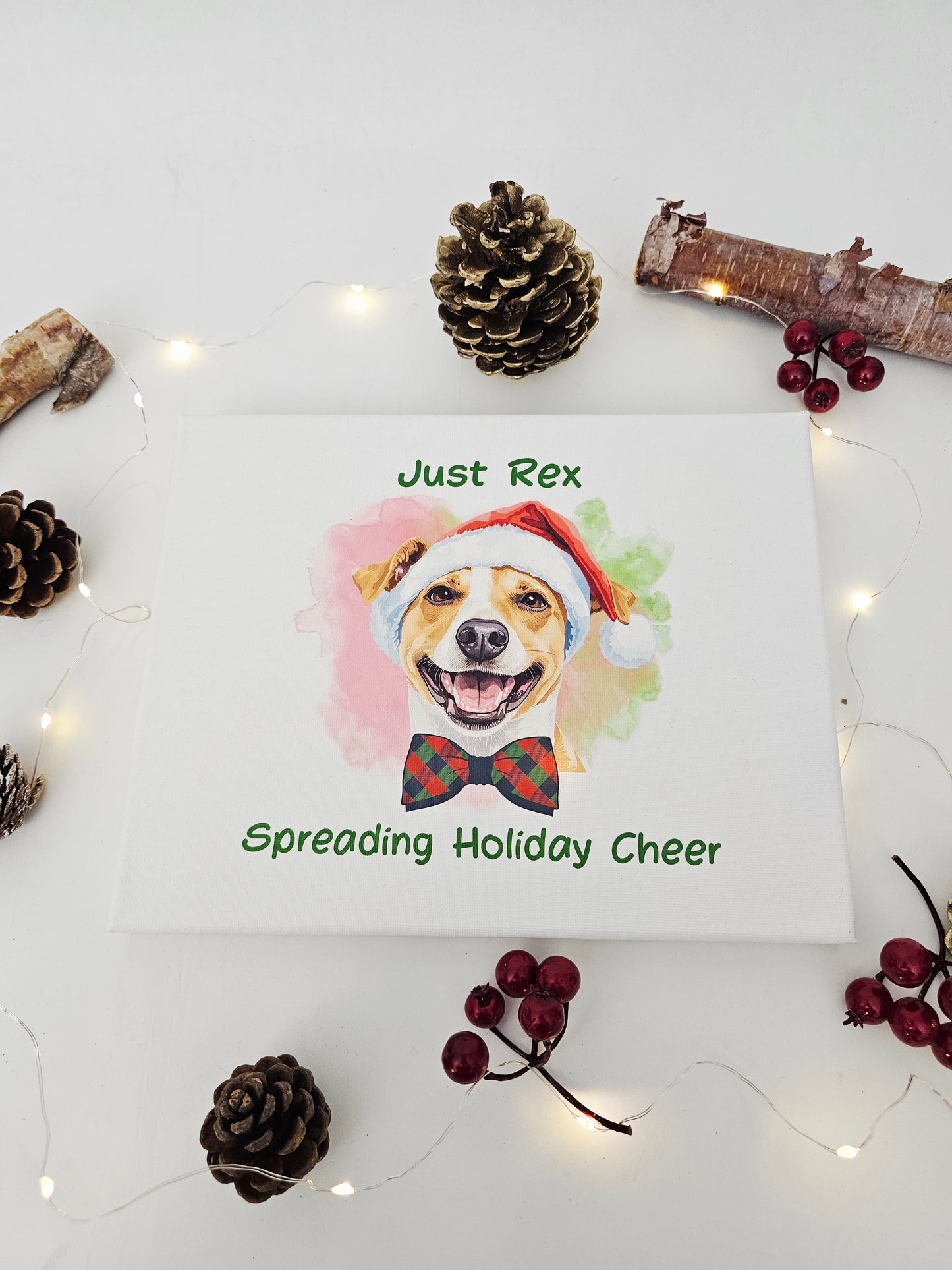 Festive Holiday Custom Pet Portrait - Personalized Dog Lover Gift