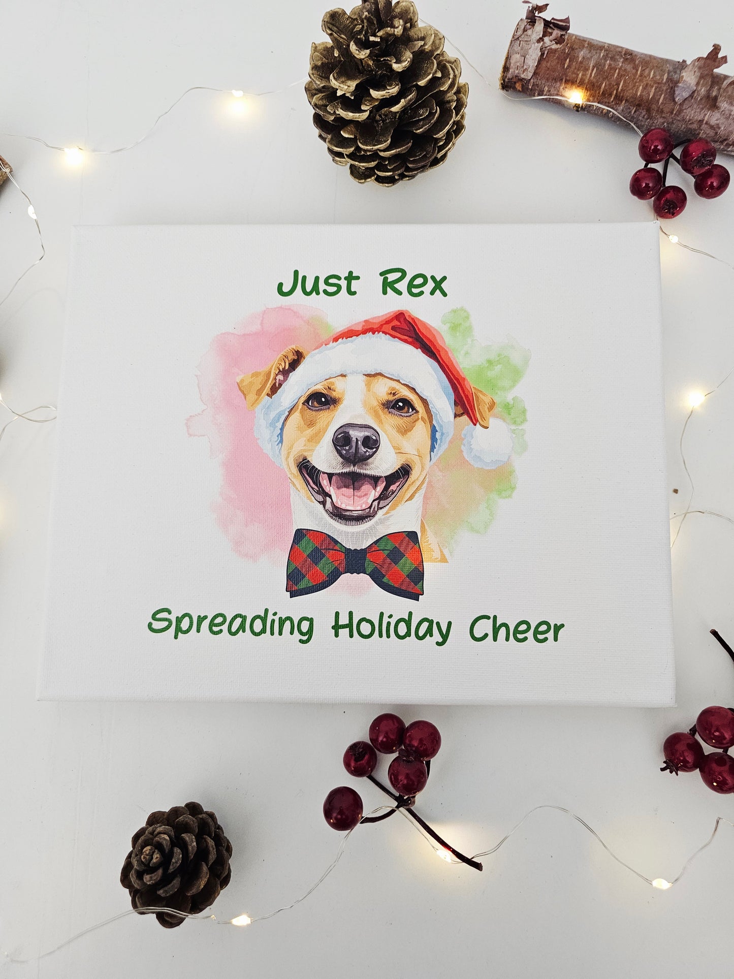 Festive Holiday Custom Pet Portrait - Personalized Dog Lover Gift