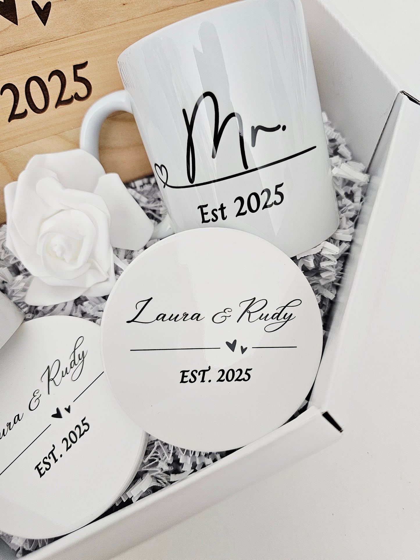 Personalized Cutting Board, Mug & Coaster Set