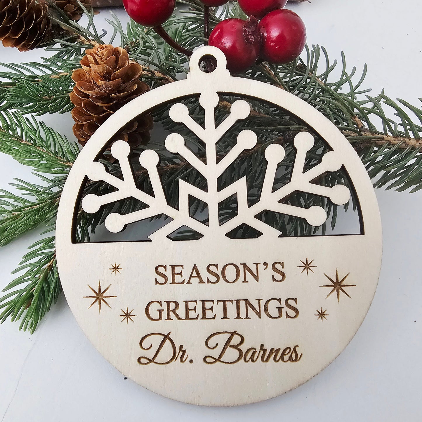 Personalized Wood Snowflake Ornament