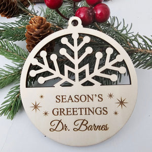 Personalized Wood Snowflake Ornament