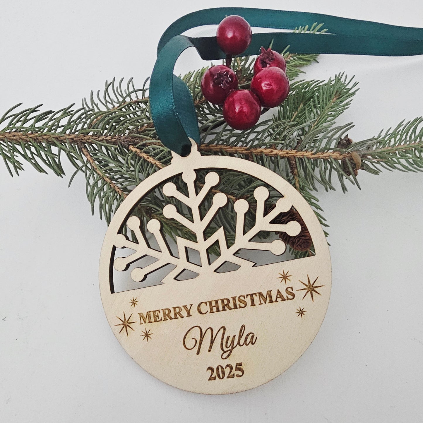 Personalized Wood Snowflake Ornament