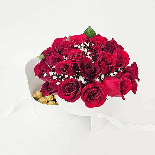 Luxury Round two-drawer Roses and Ferrero Rocher Gift Box