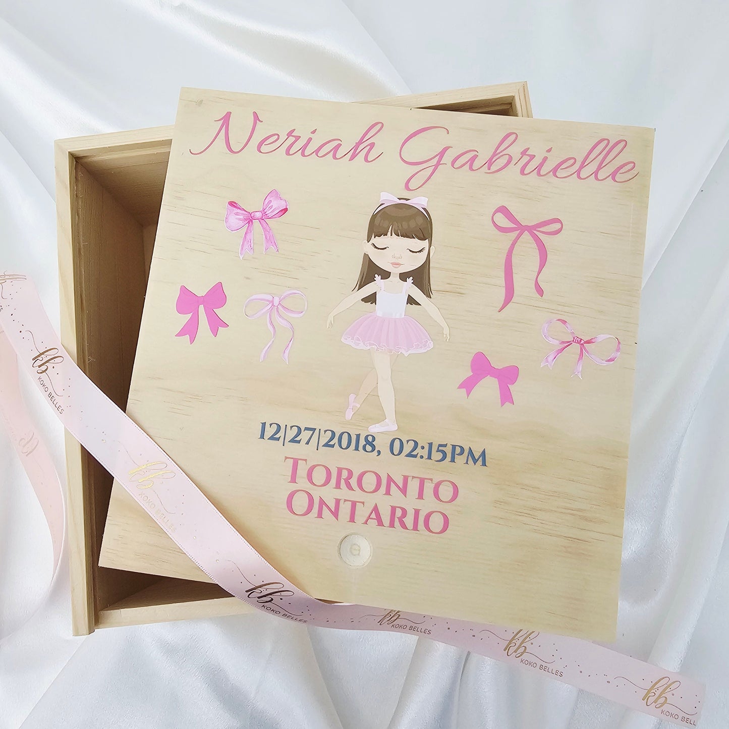 Personalized Baby Birth Stat Keepsake Box - Tiny Ballerina