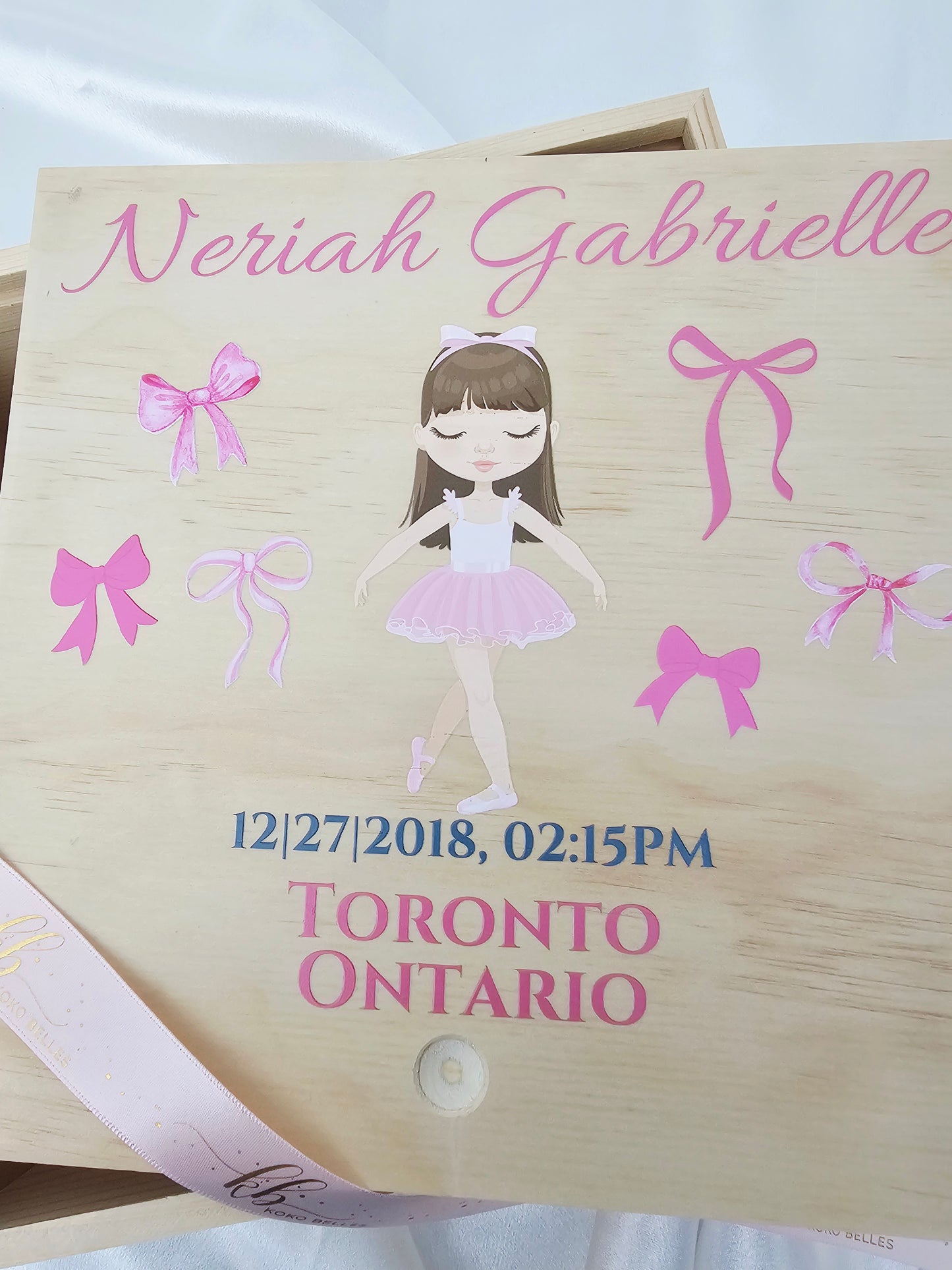 Personalized Baby Birth Stat Keepsake Box - Tiny Ballerina