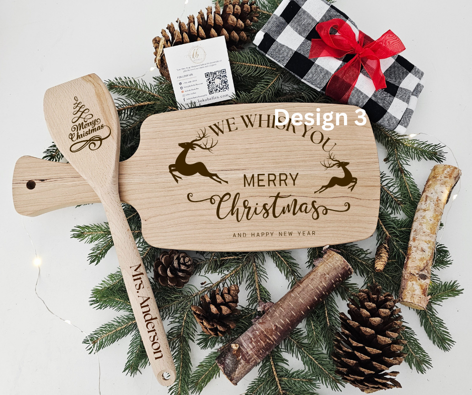 Small Wood Cutting Board Gift Set with Custom Engraving