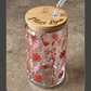 Personalized Christmas Glass Can with Bamboo Lid & Straw