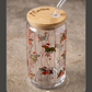 Personalized Christmas Glass Can with Bamboo Lid & Straw