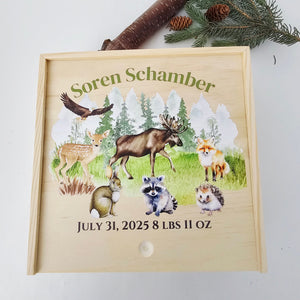 Personalized Baby Birth Stat Keepsake Box - Mountain Wilderness