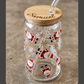 Personalized Christmas Glass Can with Bamboo Lid & Straw