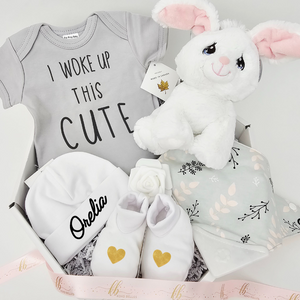 Custom Name Beanie & Bunny Set