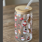 Personalized Christmas Glass Can with Bamboo Lid & Straw