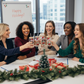 Female Coworkers with Personalized Christmas Glass Can Cups 