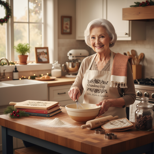 Grandma in Kitchen with Grandma's Kitchen Gift Set