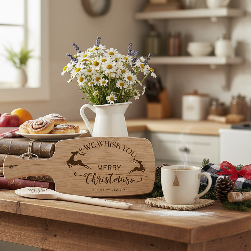 Small Wood Cutting Board Gift Set with Custom Engraving