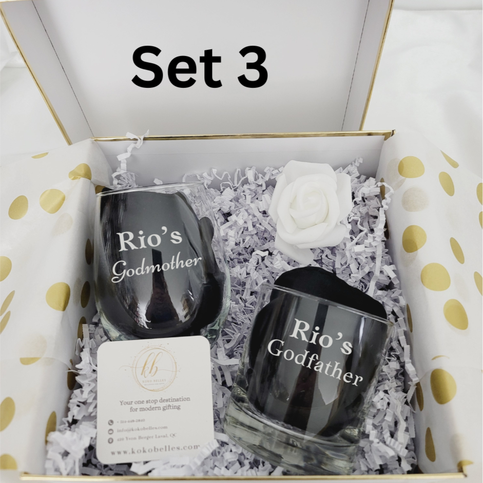 Godparents Proposal Wine & Whiskey Glass Set