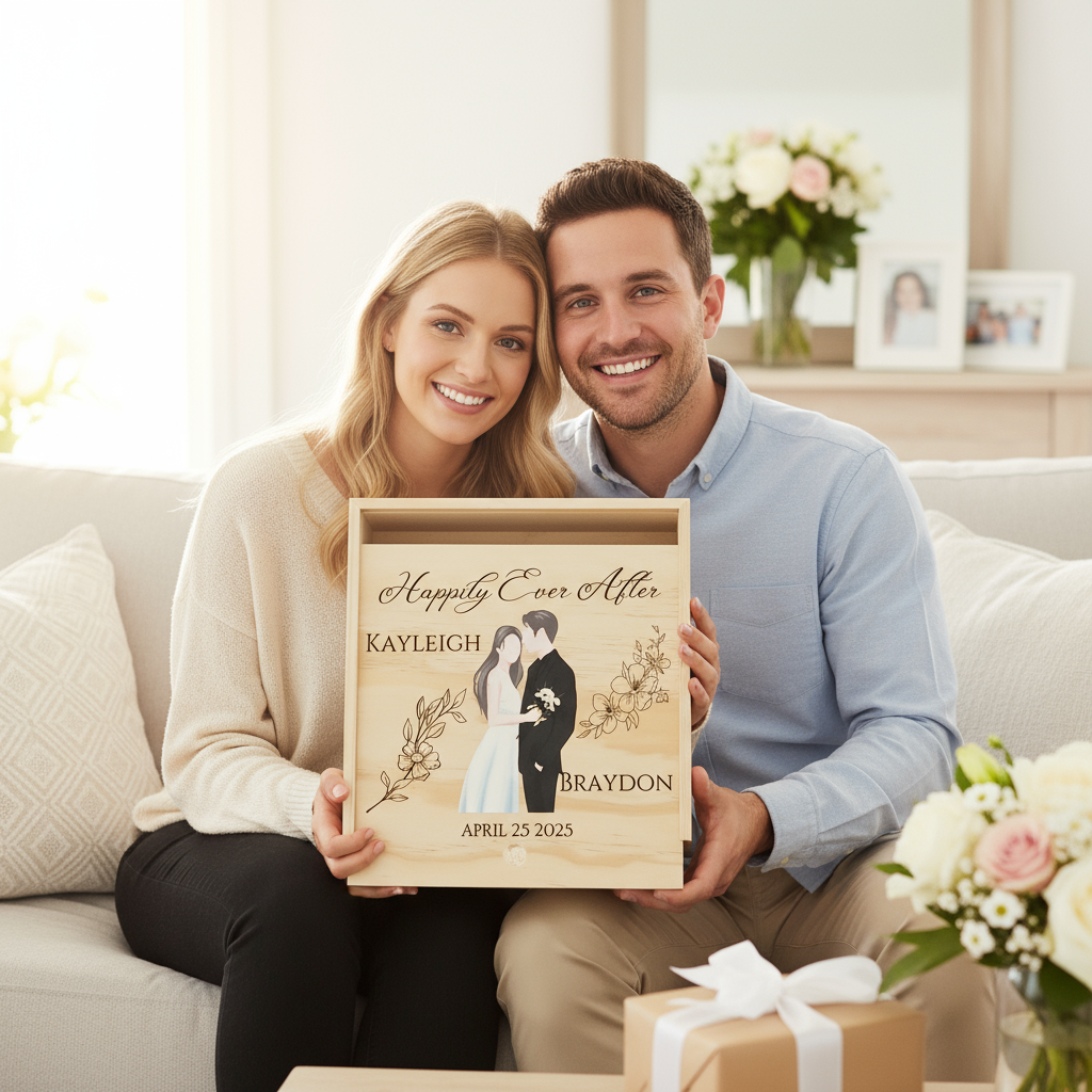 Newlywed Couple with Personalized Memory Box