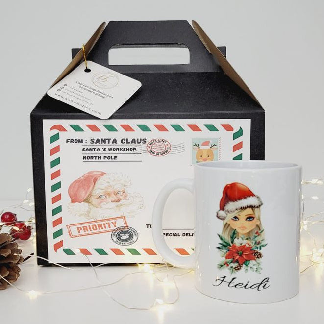 Custom Illustrated Girl Holiday Mug
