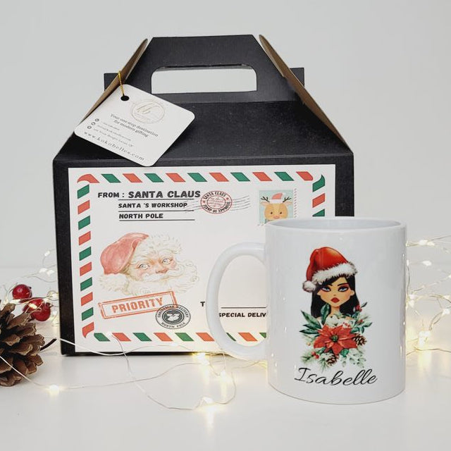Custom Illustrated Girl Holiday Mug