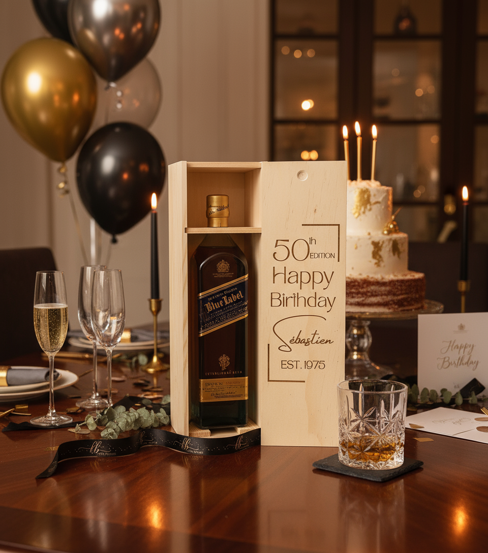 Personalized Milestone Birthday Wooden Wine Box