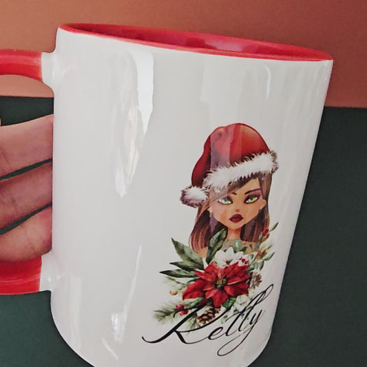 Personalized Christmas Mug with Hot Chocolate_Girl portrait
