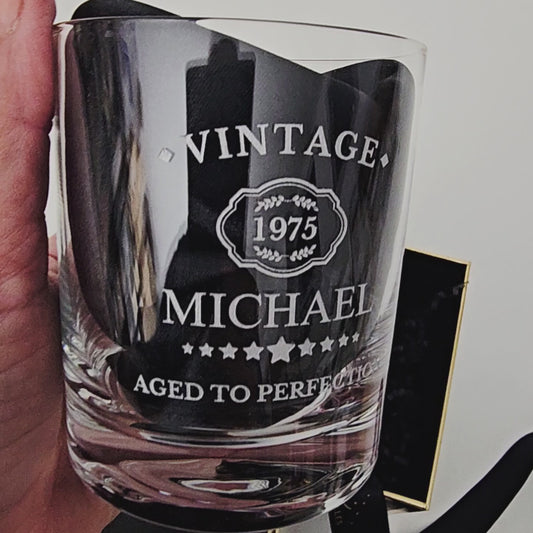 Vintage ''Aged To Perfection'' Whiskey Glass