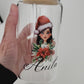 Christmas themed Glass Can Cup with Lid and Straw_Girl Portrait