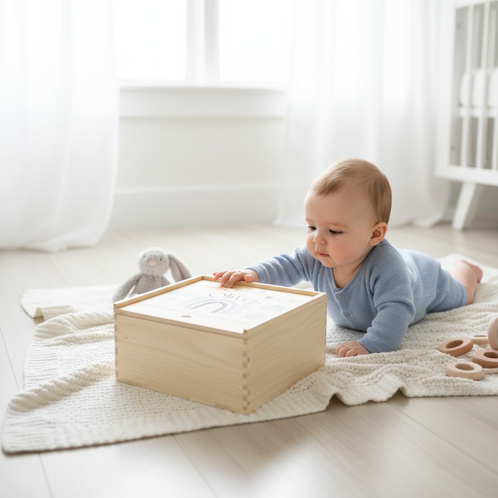 UV printed Personalized Baby Keepsake Box with Baby Boy