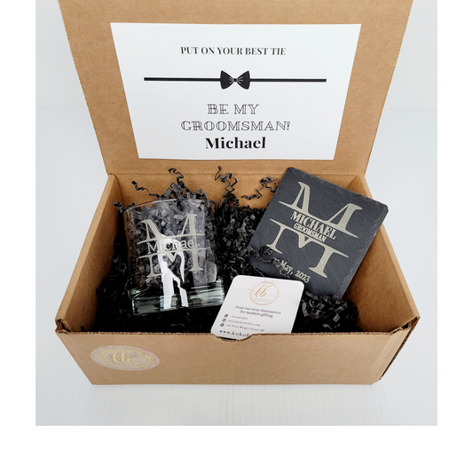 whiskey and slate coaster set